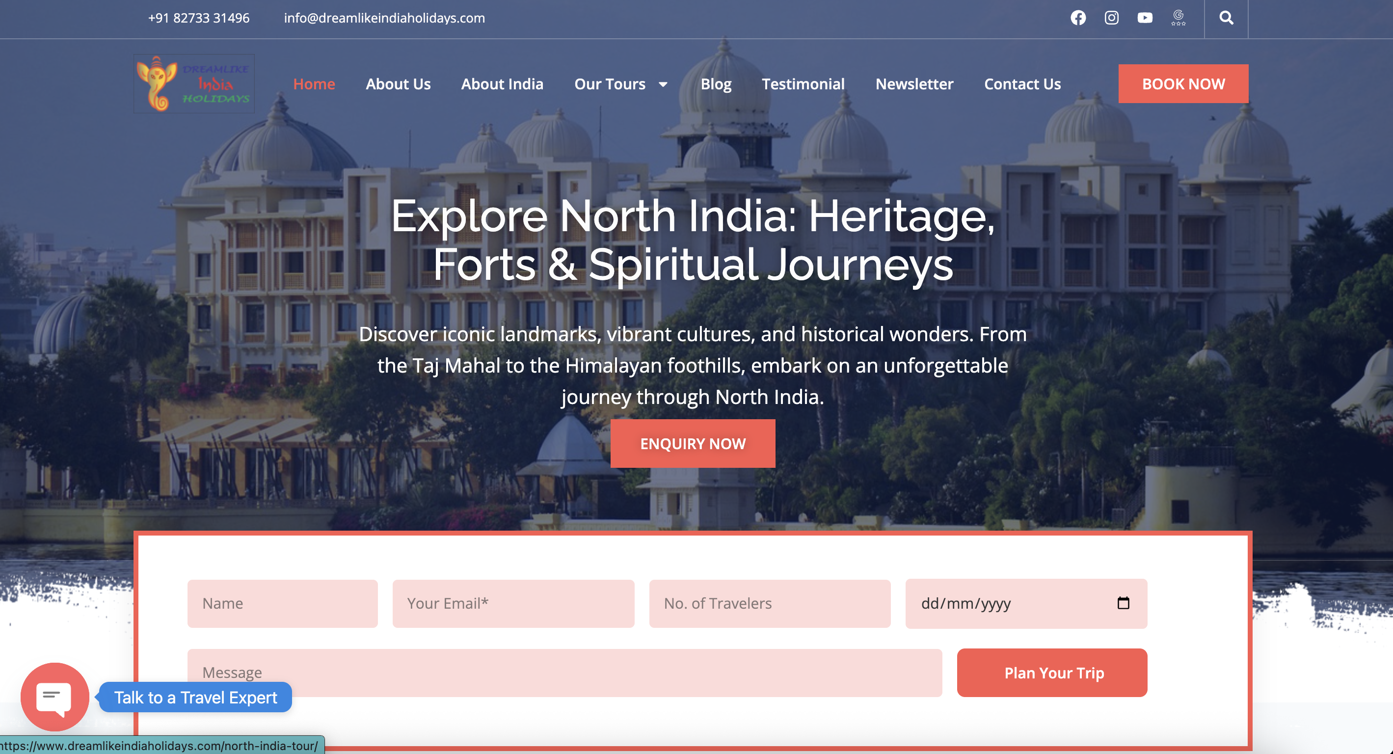 Dreamlike India Holidays - Travel booking website development